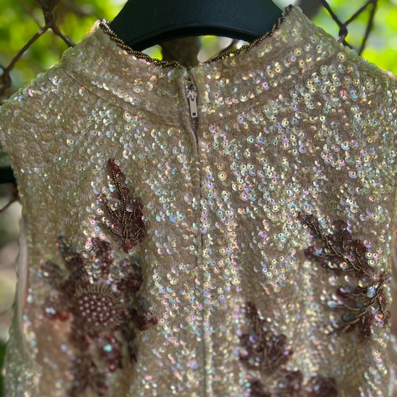 VTG Valentina Ltd. 1960s Sm. Beaded Wool Formal Zip Back Sweater Tank EXQUISITE - Picture 11 of 16